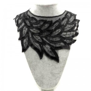 100% polyester noir grande fleur collier en dentelle collier tissu garniture bricolage broderie dentelle tissu décolleté appliques couture artisanat