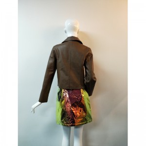 VESTE BIKER PU MARRON RLWPJ0012N