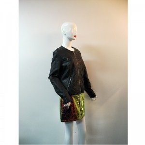 VESTE PU NOIR SANS COLLARLESS RLWPJ0015N