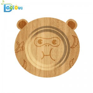 100% Bio Bambou Bébé Ustensiles Spill Proof Aspiration En Bambou Assiette Sûr Assiette En Bambou Non Toxique avec Aspiration En Silicone