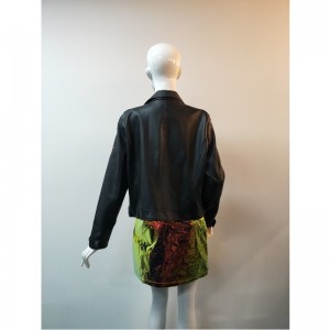 VESTE BLANCHE DE BIKER DE BRODERIE NOIRE RLWPJ0023N