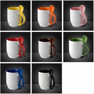 Tasse en céramique couleur personnalisée, avec cuillère à cuillère à vendre