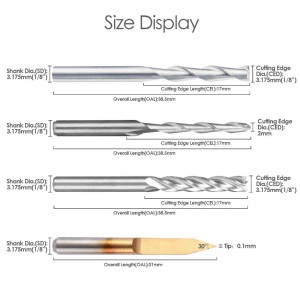 Ensemble de fraises pour fraise CNC Outil de fraisage de coupe (4 types, chaque 10 pièces), y compris fraise en bout à nez plat / tête sphérique, embouts de gravure en forme de V à 30 ° et fraise en bout à 4 cannelures