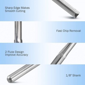 Mèches de coupe droites à double tranchant, diam. De la tige 1/8 \