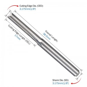 Mèches de coupe droites à double tranchant, diam. De la tige 1/8 \