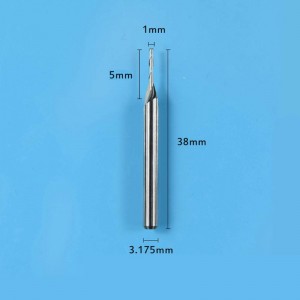 Mèches de carbure, double cannelures Spirale Fraise en carbure de tungstène, fraise-mère CNC Diam. De coupe 1mm