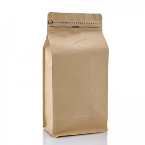 Sacs de grains de café en papier kraft brun avec valve et fermeture à glissière haute qualité 100g 250g 500g 1kg