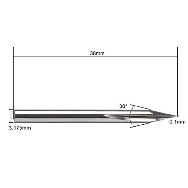 Embout de gravure sur métal, EnPoint Carbure de pointe en carbure de tungstène 30 degrés Embout de gravure CNC avec rainures striées à 2 cannelures