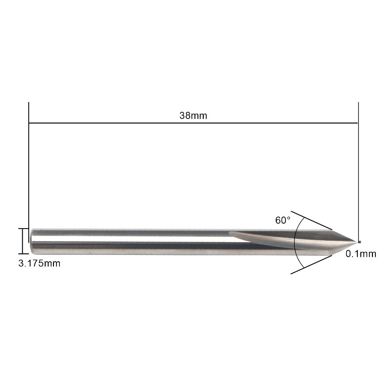 Embout de gravure de métal EnPoint, carbure à pointe dure, forme de cône, embout de gravure CNC avec 2 dents 1/8 