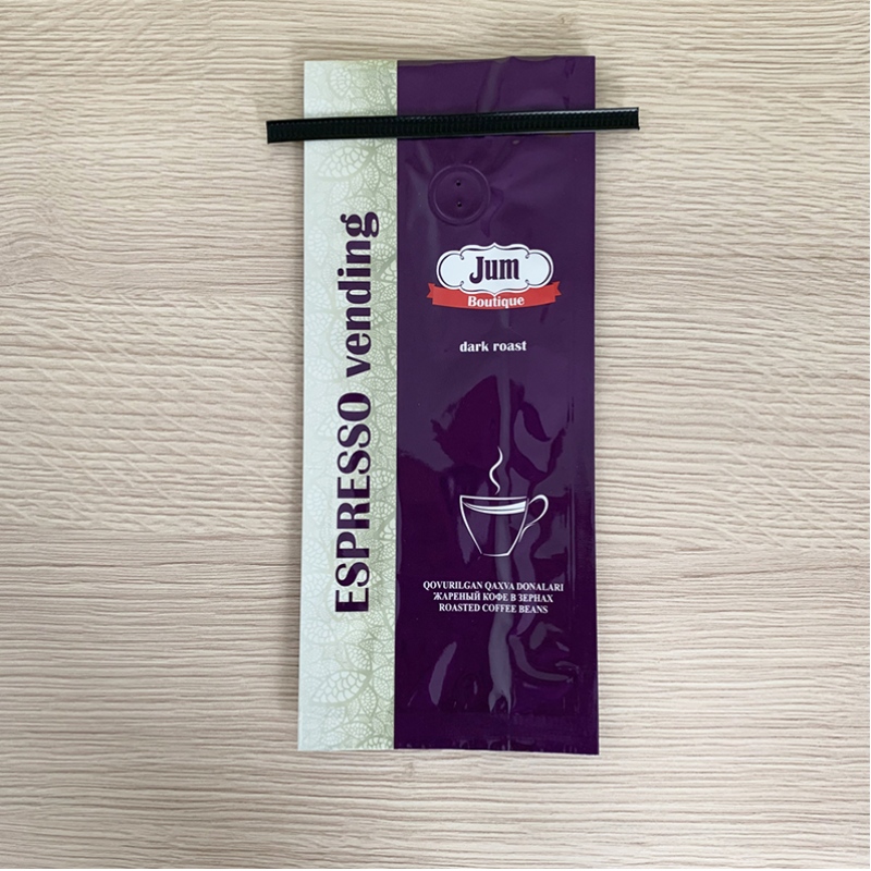 Chine 250 grammes de sac à café avec soufflet de dégazage avec une poche en aluminium pour feuille de papier d'aluminium avec une cravate en étain