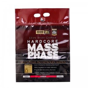 Fabricant 1 kg Compléments de protéines à fond plat Pochette pour sac avec fenêtre transparente Pochette pour sac à fond carré avec fermeture à glissière