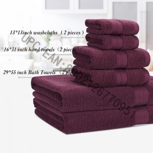 JMD TEXTILE Ensemble de serviettes de bain, Ensemble de serviettes de 6 coton peigné, 2 débarbouillettes, 2 Serviettes de toilette, 2 Serviettes de bain, 2 Serviettes de bain Serviettes de bain Piscine Serviettes résistantes Confortab...