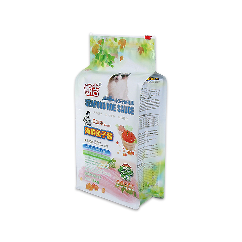 Impression personnalisée fond plat côté gousset scellé fermeture éclair zip sac d'emballage alimentaire pour animaux / sac de nourriture pour chat 1kg 5kg 10kg