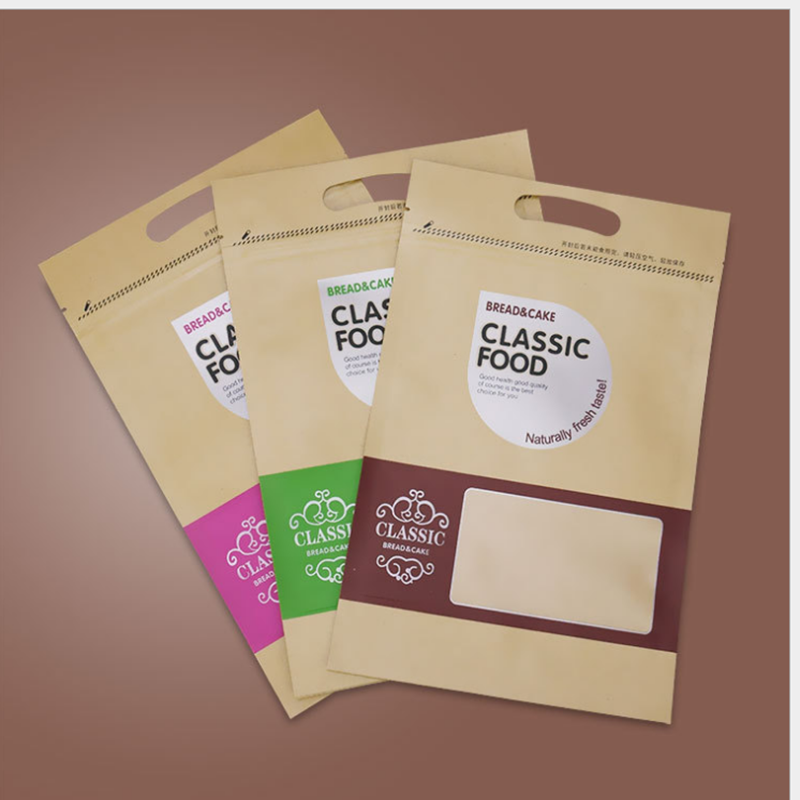 Sacs de papier kraft de bonne qualité couramment utilisés, 3 sachets latéraux pour le riz et les collations au café