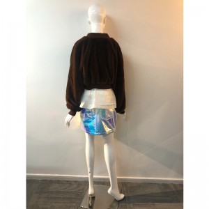 MANTEAU DE FOURRURE COURT BRUN POUR FEMME RLWF0001