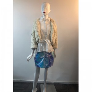 VESTE FOURRURE COURTE BEIGE POUR FEMMES RLWF0016