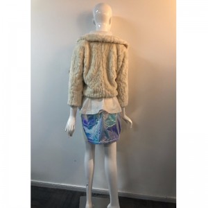 VESTE FOURRURE COURTE BEIGE POUR FEMMES RLWF0016