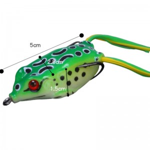 Grenouille de tonnerre en silicone simulé Lei grenouille route appâts faux appâts double crochet appâts noirs poissons noirs spécialisés dans la mise à mort des engins de pêche