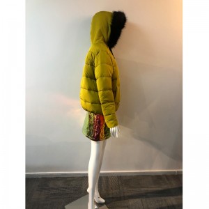 MANTEAU À CAPUCHE JAUNE POUR FEMME RLWPC0026