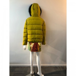 MANTEAU À CAPUCHE JAUNE POUR FEMME RLWPC0026