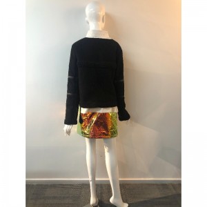 MANTEAU SANS COLLIER NOIR POUR FEMME RLWPC0080