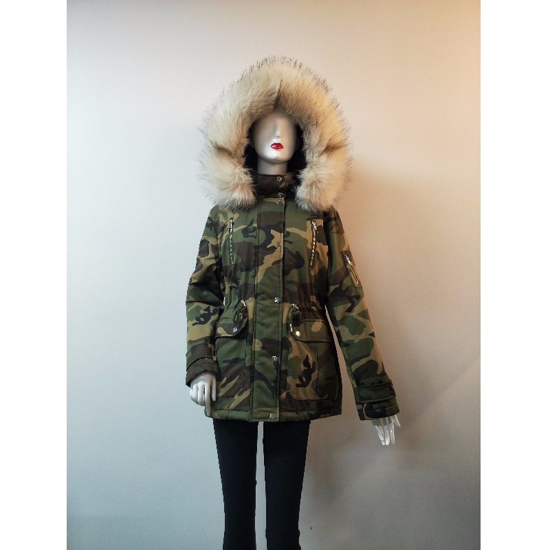 MANTEAU À CAPUCHE CAMO POUR DAMES RLWPC0090