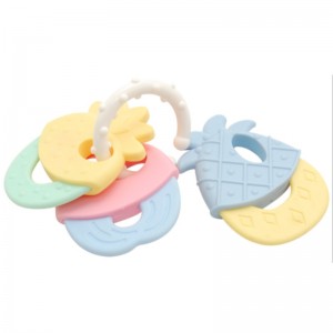 Silicone bébé gomme meulage bâton nouveau-né fruits gomme jouet macaron sonner cloche accessoires