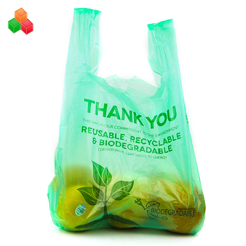 Promotion logo personnalisé coloré non toxique 100% compostable biodégradable pe + d2w poubelle en plastique refuser le sac à provisions rouleau