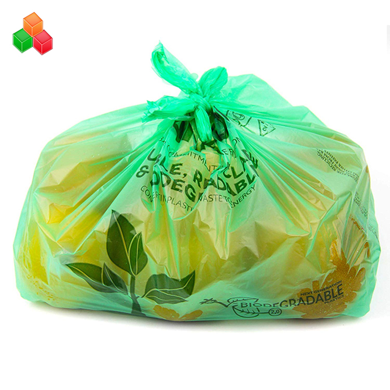 Promotion logo personnalisé coloré non toxique 100% compostable biodégradable pe + d2w poubelle en plastique refuser le sac à provisions rouleau