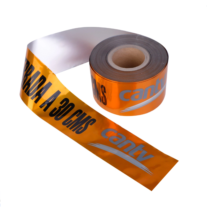Ruban de signalisation en plastique pour l'avertissement détectable souterrain de PE de papier aluminium de câble