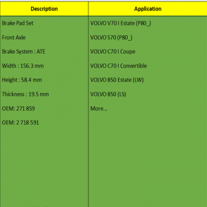 Plaquettes de freins (OE: 271 859, OE: 2 718 591)