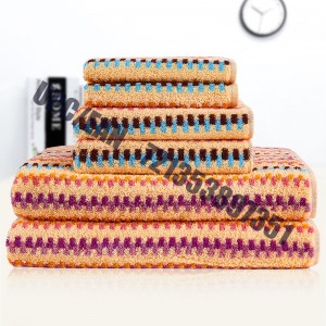 JMD TEXTILE 100% coton à séchage rapide, broderies Little Bear Cartoon, ensembles de serviettes de bain en jacquard multicolores teints, ensemble de 6 pièces (Orange)