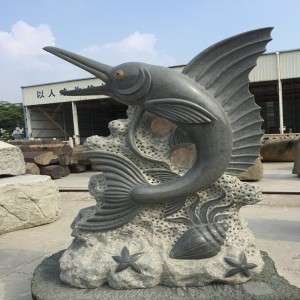 Requin-dinosaure à grande échelle Sculptures sur pierre et sculptures Naturelles Pur travail manuel