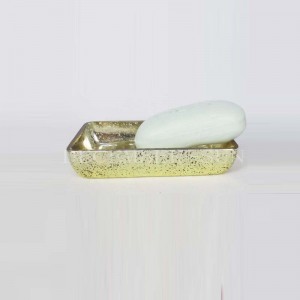 verre clair avec accessoires de salle de bain avec décalcomanie or