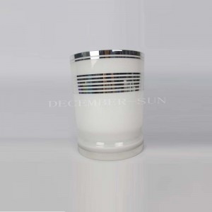 Ensemble de salle de bain élégant en verre blanc avec ligne argentée