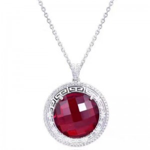 Bijoux de mariage collier de rubis grenat rouge femmes pendentif en cristal