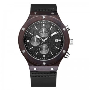 Montre en bois pour hommes millésime mouvement quartz léger montres-bracelet