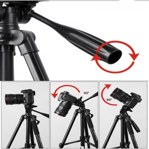 KINGJOY trépied vidéo léger à verrouillage à bascule VT-860 avec tête à trois voies