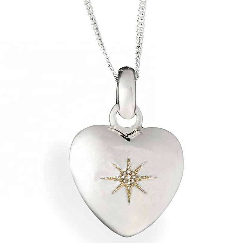 Colliers de crémation pendentif coeur en argent sterling 925 pendentif zircon cubique collier pendentif coeur étoiles
