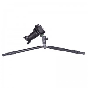 Kit trépied de voyage Kingjoy, trépied pour caméra vidéo en aluminium avec tête de déplacement fluide, colonne centrale, angle de jambe ajustable, compatible avec prise de vue vidéo Canon Nikon DSLR