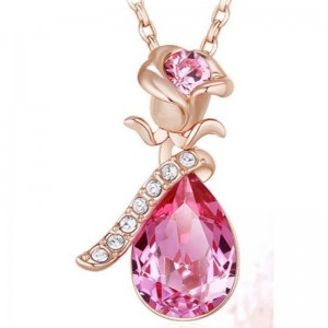 ROSE GOLD ROSE PENDENTIF GEMSTONE CUBIC ZIRCONIA COLLIER COLLIER FEMME 925 ARGENT STERLING 2020