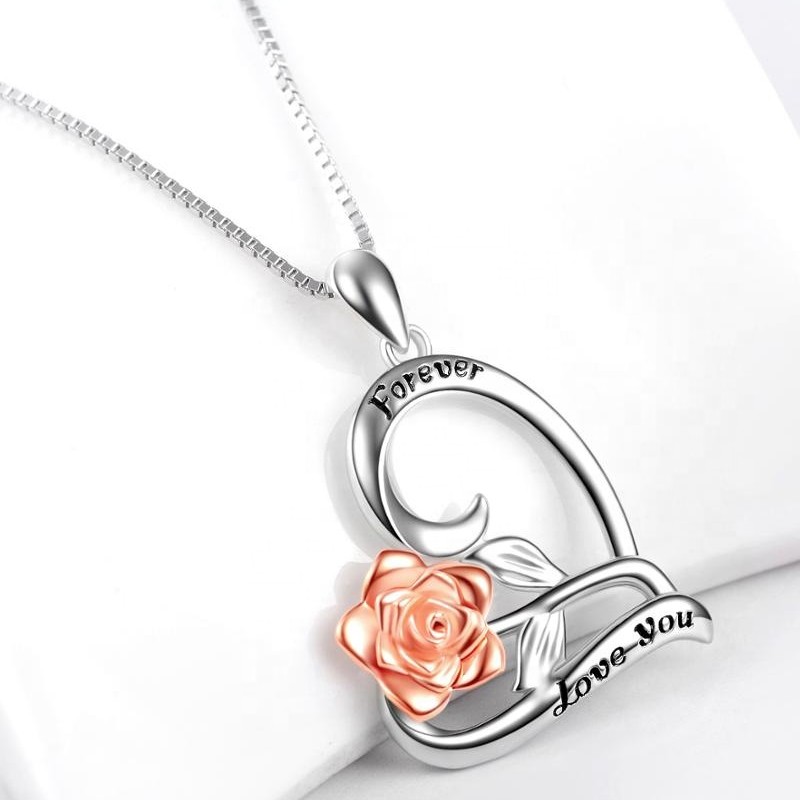 Collier avec déclaration de pendentif coeur rose en argent sterling 925 personnalisé collier gravé design 2020