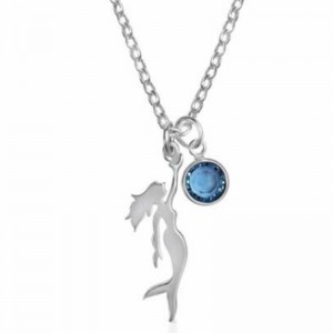 Collier bleu océan avec pendentif pierre de sirène et argent sterling 925