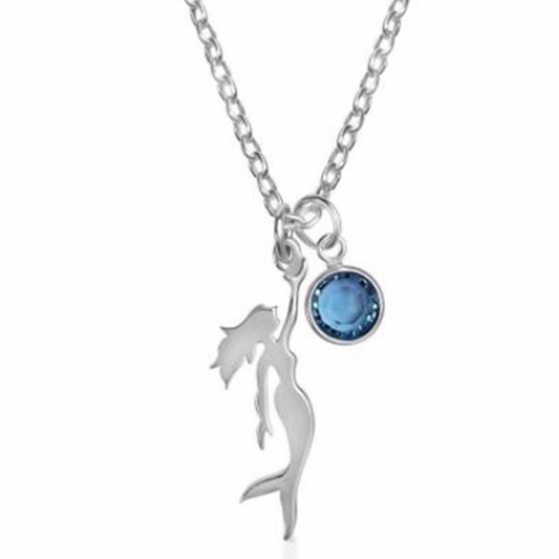 Collier bleu océan avec pendentif pierre de sirène et argent sterling 925