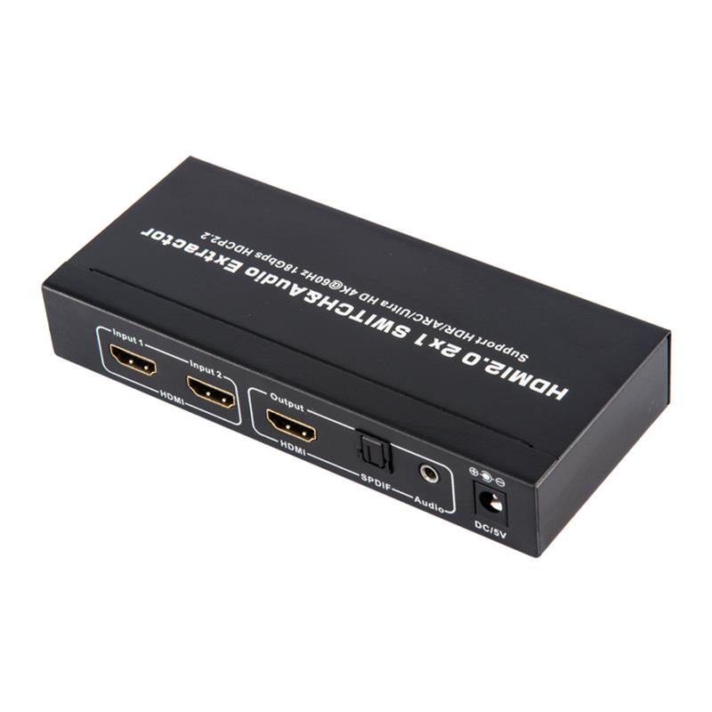 Prise en charge du commutateur HDMI 2x1 V2.0 et de l’extracteur audio ARC Ultra HD 4Kx2K @ 60Hz HDCP2.2 18Gbps