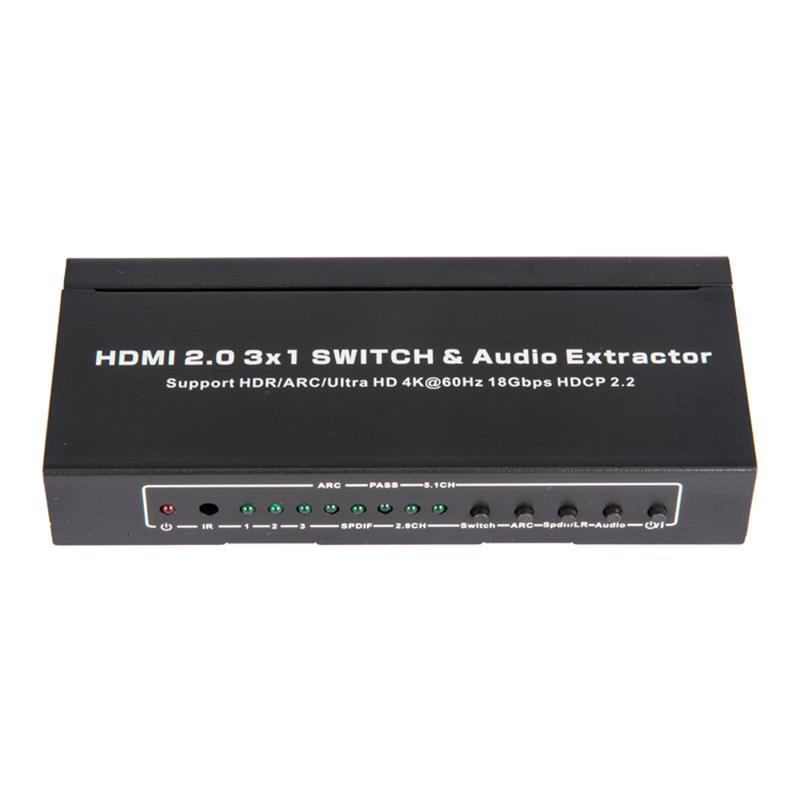 Prise en charge du sélecteur HDMI 3x1 et de l’extracteur audio V2.0 ARC Ultra HD 4Kx2K @ 60Hz HDCP2.2 18Gbps