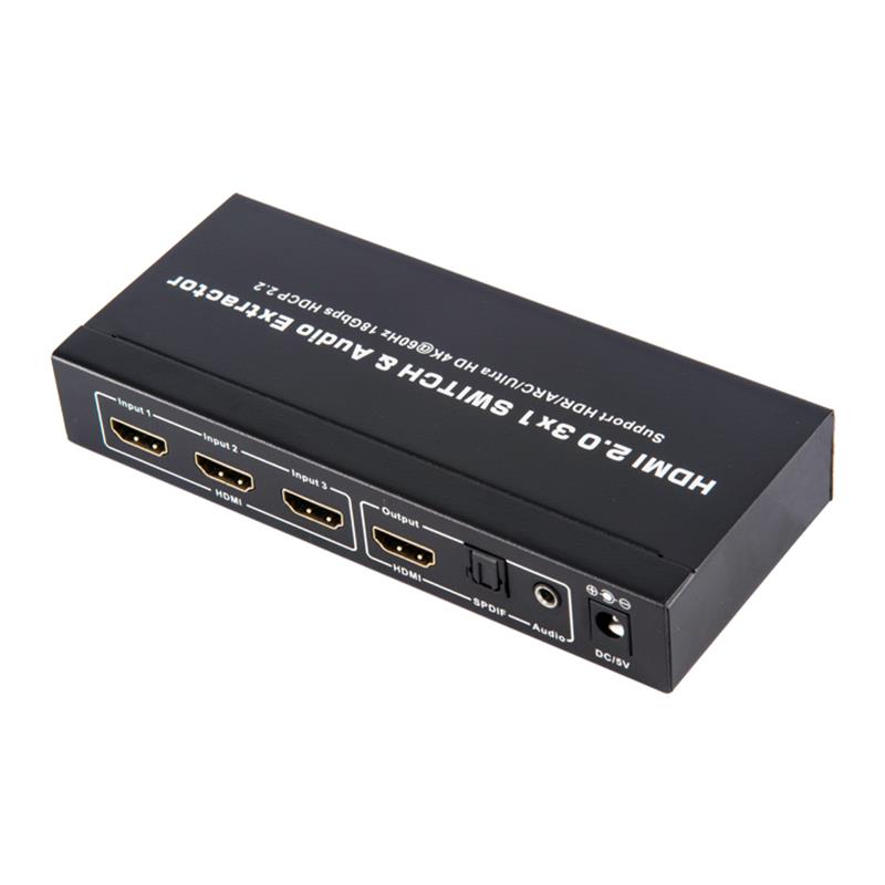 Prise en charge du sélecteur HDMI 3x1 et de l’extracteur audio V2.0 ARC Ultra HD 4Kx2K @ 60Hz HDCP2.2 18Gbps