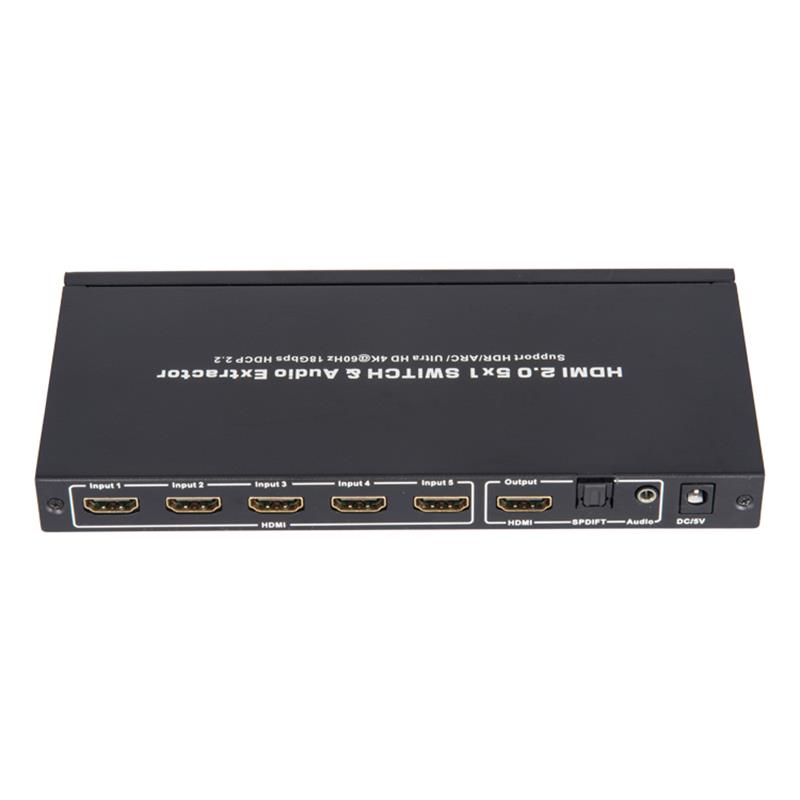 Prise en charge du sélecteur HDMI 5x1 et de l’extracteur audio V2.0 ARC Ultra HD 4Kx2K @ 60Hz HDCP2.2 18Gbps