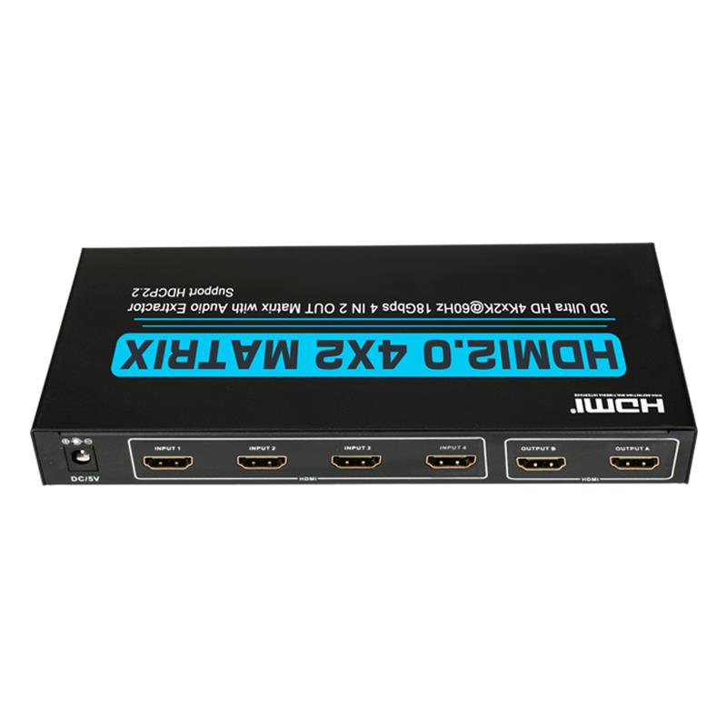 Prise en charge V2.0 HDMI 4x2 Matrix Ultra HD 4Kx2K @ 60Hz HDCP2.2 18Gbps avec extracteur audio