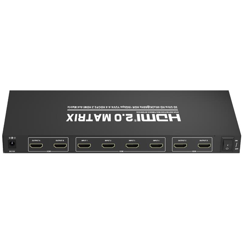 Prise en charge de la matrice 4x4 HDMI 4x4 Ultra HD 4Kx2K @ 60Hz HDCP2.2 18 Gbps